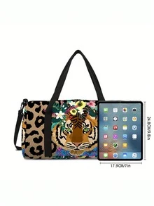 Tiger Pattern Printed Large Capacity Travel Duffel Bag Travel Bag Handbag Luggage Bag For Travel For Business For Vacation Holiday Portable Multifunction Unisex Weekender Bags