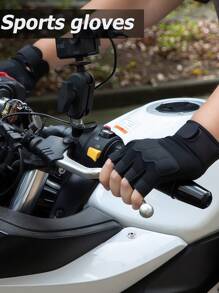 1 par de guantes sin dedos negros, guantes tácticos sin dedos transpirables y ligeros para actividades al aire libre como tiro, caza, conducción de motocicleta y escalada.