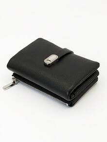 MINGYOU Women Short Super Soft PU Large Capacity Wallet, Multi-Function Multi-Layer Wallet, Exquisite Magnetic Snap Closure, Multi-Card Slots Handbag, Zipper Coin Purse Card Holder, Soft & Lightweight Convenient Handbag For Party, Date, Holiday Gift - Black - View 8