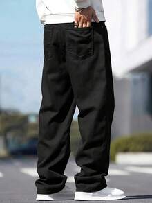 Men's Fashionable Retro Loose Wide-Leg Jeans - Black - View 2