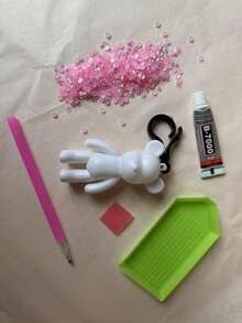 一套DIY钻石钥匙扣吊坠，趣味手工工艺品，适合作为生日、毕业、情人节和圣诞节的毛绒袜纪念品 - 彩色 - 查看 16