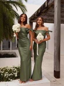 Elegantes Damen Bardot Partykleid, dehnbares figurbetontes Hochzeitskleid für Gäste, Frühling/Sommer