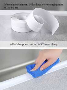 1 Roll 3.8" X 320" Kitchen & Bathroom Waterproof, Anti-Mold, Decorative Adhesive Tape, Thick & Trimmable To Seal Gaps, Cracks, Tile Joints, Essential Home Essential Wall Decor Room Decor Stickers Wallpaper Wall Paper Wall Stickers Wall Sticker Kitchen Accessories Kitchen Items Kitchen Decor