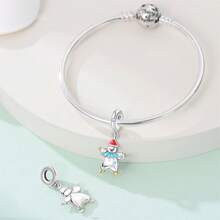 1 pieza Colgante de plata con plateado de la serie del parque de atracciones del circo, que incluye un lindo péndulo de noria, carrusel, mono, globo aerostático, oso, ardilla y payaso, adecuado para pulseras DIY y joyería de mujer