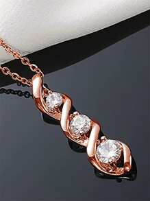 1 Pc Romantic Cubic Zirconia Necklace Pendant For Women For Valentine's Day Gift Engagement Anniversary Party Jewelry
