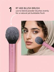 Real Techniques Set de 5 piezas de brochas de maquillaje esenciales para uso diario, que incluye 4 brochas y una esponja de maquillaje, para base, rubor, bronceador, contorno, sombra de ojos y polvos, set de regalo para viaje