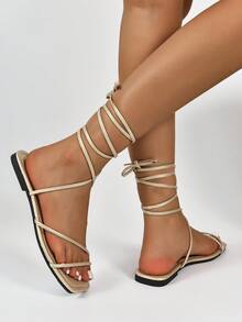 Dép đế bằng phong cách La Mã đa năng thường ngày mùa hè - Vàng - Xem 5