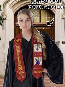 1pc Customized 2025 Graduation Shawl, Personalized Name & Photo Shawl, Premium Graduation Shawl, 6 Color Options, Double Layered Craftsmanship, Long-Lasting Colors, Shine Bright During Graduation Season
