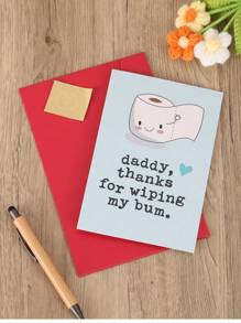 Funny First Fathers Day Cards Gifts For New Dad, Cute 1st Father's Day Card Gift From Baby Son Daughter, Baby Daddy Fathers Day Card, Thanks For Wiping My Bum Envelope + Greeting Card + One Golden Sealing Stickerschool Supplies,Back To School