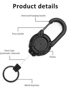 Siliget Heavy Duty Lanyard Badge Reel With 23.6'' Steel Cord, Retractable Keyring For Outdoor Black,School Supplies,Back To School