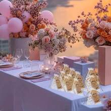 36pcs/12Set White Flower Keychain Gift Bag Candy Bag Set, Hot Stamping Star And Moon Drawstring Bag Organza Bag, Brown Kraft Paper Thank You Hanging Tag Thank You Gift Bag Tag Card Keychain, Very Suitable For Parties, Birthdays, Weddings, Colleagues, Friends, Famil