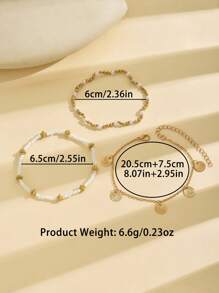 3pcs Stylish Bohemian Multilayer Beaded Sequin Anklet, Suitable For Women Beach Party Wear (Random Accessory Placement)