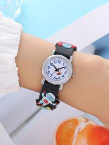 New Student Children's Cartoon Astronaut UFO Spacecraft Astronaut Quartz Watch - Black - View 4