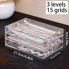 1pc Multifunctional Jewelry Box, 3/5 Layers Necklace Storage Box, Drawer Style Home Jewelry Organizer For Earrings, Rings, Necklaces, Bracelets, Suitable For Jewelry Stores And Daily Use, Large Capacity, Ideal Gift For Women And Girls - Three-layer Jewelry Box - View 12