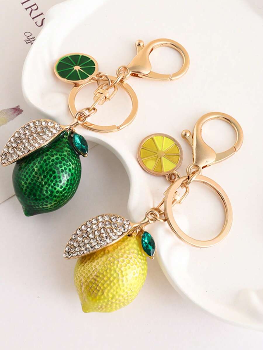 Creative New Rhinestone Decor Lemon Shape Keychain, Perfect For Women, Bag Charm, Car Key Chain Car Accessories School Cute Goth Y2k Christmas Gift Ideas Bag Accessories Lanyards With Id Holder Car Accessories Bag Charms Car Teacher Friend Sister