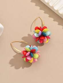 1 Cặp bông tai tròn đính hạt dệt phong cách Bohemian dành cho nữ (Màu hạt được gửi ngẫu nhiên) - Nhiều màu - Xem 3