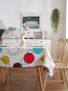 1 件 PVC + 无纺布圆形塑料桌布，经典简约风格，防水易清洁 - 彩色 - 查看 10