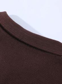 Camisa polo masculina retrô com estampa pied-de-poule de malha e manga curta