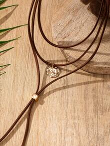 1 chiếc vòng cổ mặt tròn tự điều chỉnh nhiều lớp phong cách Bohemian Retro, dây đeo nhung Hàn Quốc độc đáo, thời trang dành cho phụ nữ, thích hợp để đeo hàng ngày, ngày lễ, tiệc tùng - Vàng Bohemian - Xem 4