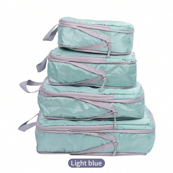 4pcs Compression Packing Cubes For Suitcases, Light Travel Suitcase Organizer Bags Set, With Shoe Bag, Expandable Packing Luggage Organizer Bags, Space-Saving Travel Essentials Accessories, 4 Pcs Compression Packing Cubes, Storage Bag, With Zipper, Travel Storage Bag Set, Portable For Travel, For Luggage, For Vacation Holiday