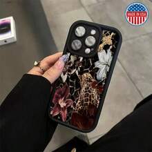 The TPU Phone Case Features A Leopard Lily Floral Design, Exuding A Vintage Elegance, And Is Compatible With Iphone 15 Pro Max, Iphone 14/13 Pro/12/11/7/5, 2P/X/Xr/Xs Max, Made With High-Quality Silicone For Full-Body Protection. - Black - View 1
