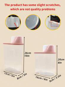 1pc Food Storage Container With 1pc Foldable Bowl, Plastic Transparent Material Pet Food Sealed Canister With Measuring Cup, Snack Divider Storage Box For All Seasons - Pink - View 7