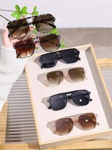 6pcs Women's Plastic Aviator , Unique Double Beam Design, Colored Lenses, Personalized Retro Fashion Glasses Set, Suitable For Outdoor Driving, Golf, Beach And Other Occasions - Nhiều màu - Xem 2