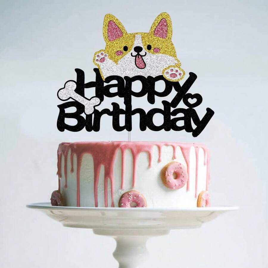 Corgi Dog Cake Topper, Cute Pet Themed Birthday Cake Decorations For Pet Lovers, Party Cake Decorating Supplies