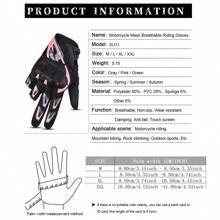 AD 1 Pair Women's Black & Pink Motorcycle Gloves, Touch Screen Padded Breathable Anti-Slip, Suitable For MBX/MTB/ATV, Cycling Sports Gloves