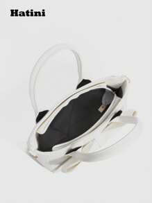 1 pieza Bolso tipo tote de unicolor elegante y de gran tamaño, el color blanco realza la elegancia, bolso de hombro versátil para ir y venir, bolso de embrague a la moda, con correa ajustable y desmontable, adecuado para ir y venir, citas, compras, ocio, playa, festivales de música, fiestas