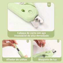 Nail Clipper For Dogs And Cats Kit Pliers And File With LED Light Complete Scissors - 彩色 - 查看 3