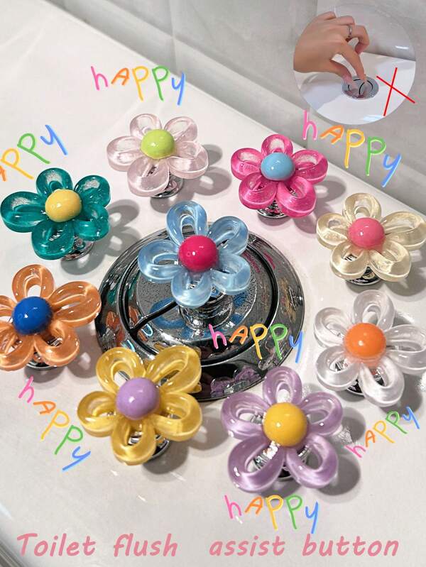 2 Pc Hollowed-Out Flowers Are Bright In Color, Beautiful In Shape And Lustrous In Luster. They Are Used By Nail Art Enthusiasts As Auxiliary Buttons For Flushing The Toilet Tank To Protect Long Nails. As Standing Decorations, They Can Be Placed On The Desktop And Car Interiors