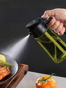 1 pieza/4 piezas Rociador de aceite multifuncional de 470ml, modelo de vidrio, botella rociadora para uso doméstico, 2 en 1, dispensador de aceite de gran capacidad con apretón - multicolor - Ver 2