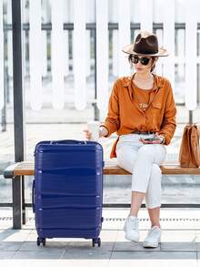 Living And Home 4-Piece (Lightweight PP) Lockable Suitcase Set – 14"/20"/24"/28" Expandable Luggage With Silent Wheels & TSA Lock – Nesting Design For Compact Storage - Navy Blue - View 2
