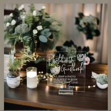 1pc Photo Guest Book Sign With Stand- Clear Acrylic Wedding Reception Sign With Holder, Snap A Photo Sign For Wedding Reception & Event Party Table Centerpiece Decoration Summer Birthday Gifts Beach Back To School School Supplies Room Decor
