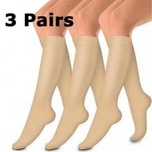 3双装女士压缩袜，渐变压力隐形防滑透气，适合跑步、徒步、旅行、健身、飞行等场合，舒适保暖。 - 彩色 - 查看 14