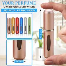 6pcs Refillable Perfume Travel Set, 5ml Fragrance Bottle, Mini Size Cologne Refill Bottle, 6 Fashion Colors Design With Quantity Indicator, Shockproof Plastic - Multicolor - View 3