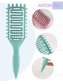 1 件卷发梳，由 Candybrush 设计，椭圆形梳顶，适用于抚平、塑造和固定女性和男性的卷发，不易拉扯，返校用品