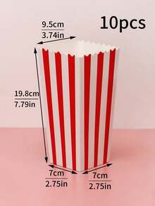 5件/10件爆米花容器、零食爆米花架、爆米花袋、薯条盒、爆米花纸桶、鸡块包装盒适用于派对用品和电影院、嘉年华、生日装饰