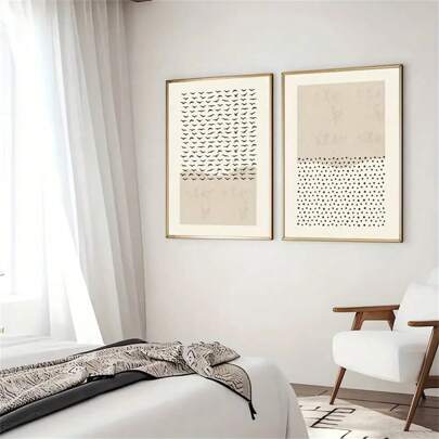 1 Pieza/2 Piezas Arte de pared abstracto moderno beige con diseños bíblicos de lirios y pájaros, impresiones en lienzo, pinturas de moda para decoración de sala de estar, dormitorio, oficina en casa, dormitorio, diseño de fondo de pared. Cuadro opcional con marco.