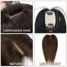 Human Hair Toppers With Clips Hair Toppers For Women Natural Włosy For Thin Hair One Piece Toppers 5x9cm Base - Rượu sâm banh - Xem 4