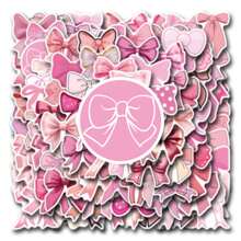 110 PIEZAS de calcomanías de lazos Coquette, calcomanías estéticas motivacionales para scrapbooking, diarios, laptops, paragolpes, skateboards, botellas de agua, computadoras, teléfonos, dibujos animados, cascos de seguridad, automóviles