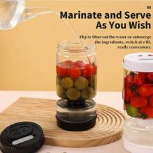 1pc 7 Inch / 7 .48 Inch Black Pickle Container With Strainer Wet Bring Two Forks And Dry Separation Pickle And Olive Jar Blue Leakproof Airtight Food Containers Upside Down Pickle Container Reusable For Food Storage Cucumber Olives Glass Material Is Leak-Proof Kitchen Storage Tank (White And Green Pickle - Multicolor - View 5