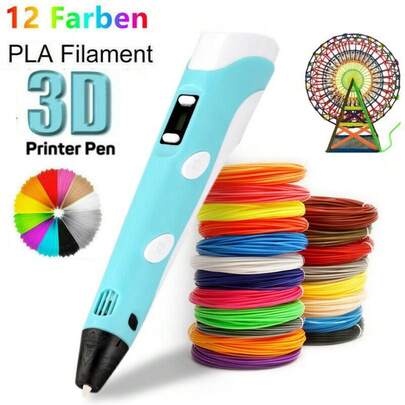3D-Druckstift mit LED-Anzeige, 12 Farben PLA-Filament, professioneller DIY-3D-Stereoskopie-Druckstift