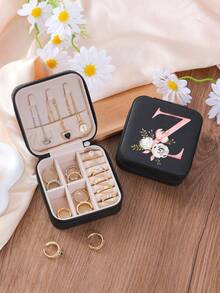 1 件 A-Z 花卉首饰盒、粉色渐变首字母多功能珠宝展示盒、迷你首饰盒、女士生日礼物、女友、朋友礼物、圣诞节、万圣节、生日、结婚礼物、时尚旅行首饰盒、个性化礼物 - 女士旅行首饰盒、少女圣诞礼物、A-Z 首字母旅行首饰盒