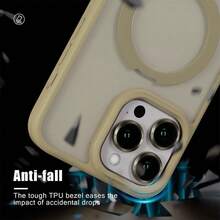 Hadaasi 1个钛灰色仿皮纹理磁吸旋转支架，合金镜头膜，PC+硅胶TPU二合一，带隐藏式可旋转磁吸金属折叠指环支架，超薄防震半透明磨砂气囊防摔防指纹手机壳，兼容苹果17Pro/17ProMax/Air/17/16Pro/16ProMax/16Plus/16/16E/SE4/15Pro/15ProMax/15Plus/15/14Pro/14ProMax/14Plus/14/13Pro/13ProMax/13/12Pro/12ProMax/12/11ProMax/11 - 鈦金灰 - 查看 8