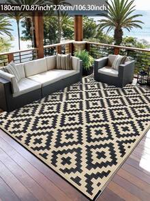 1pc Summer New Carpet, Reversible Outdoor Rug, Made Of Polypropylene, Foldable, Suitable For RV Camping, Outdoor Patio, Backyard And Picnics, Lightweight & Portable, Easy To Clean, Applicable For Spring And Summer Use [Gift Packaging: Gift Bag + Tent Peg + Gift-Grade Plastic Sealing] - Multicolor - View 20