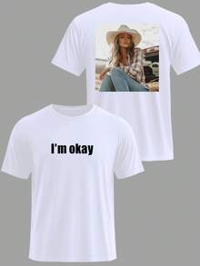 定制男士 T 恤，输入您的文字/祝福/有趣的内容，上传您自己/爱人/最好的朋友/宠物/风景的照片，白色 T 恤，情人节，节日礼物，周年纪念礼物，公司制服，音乐节，送给他的礼物，男士圆领短袖 T 恤，派对，男士黑色短袖 - 白色 - 查看 2