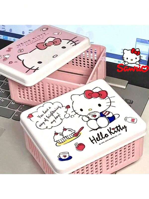 Sanrio 1 قطعة هيلو كيتي منظم طاولة قابل للطي - سلال تخزين المجوهرات والقرطاسية والأشياء المتنوعة