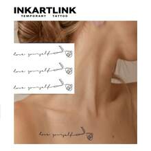 INKARTLINK 非永久性纹身技术 - 个性化临时纹身设计，防水纹身贴纸，可持续 1-2 周，适合男性和女性 - 黑色 - 查看 3